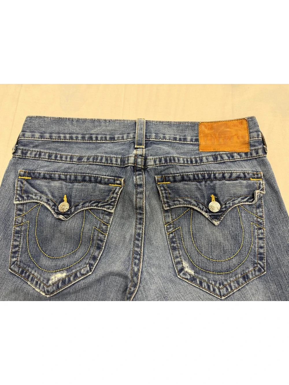 True Religion Distressed Blue Denim Jeans Size 36 Made in USA